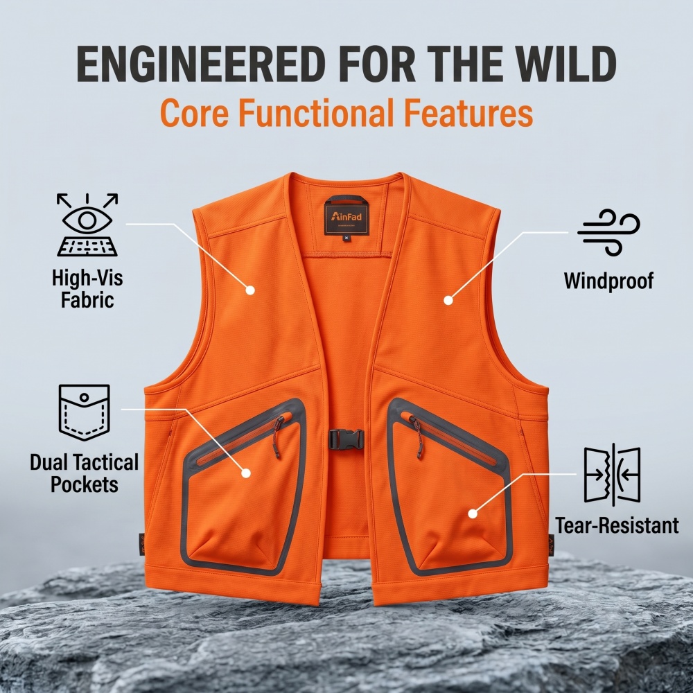 Outdoor Hunting Fleece - Colete de Segurança Masculino para Caça,