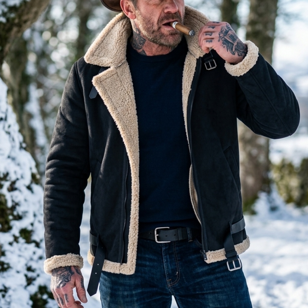 Outdoor Hunting Fleece - Jaqueta Masculina de Inverno em Suede