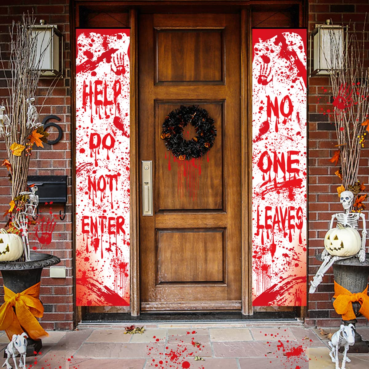 Outdoor Hunting Events - Placas Sangrentas de Halloween para Varanda,