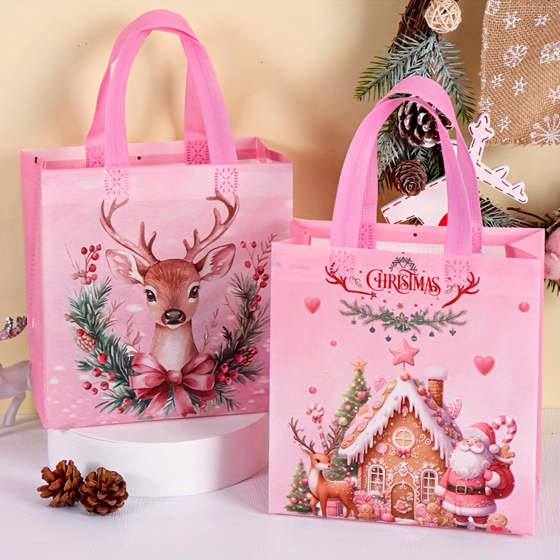 4/8 pces sacolas de natal rosa - Elk Bugle Call avaliação e preço