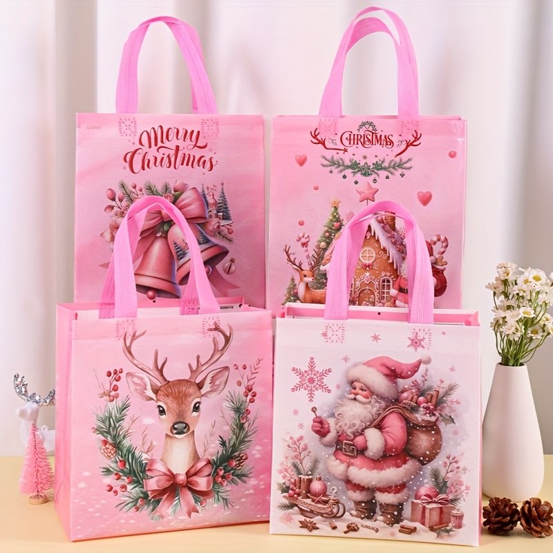 4/8 pces sacolas de natal rosa - Elk Bugle Call avaliação e preço