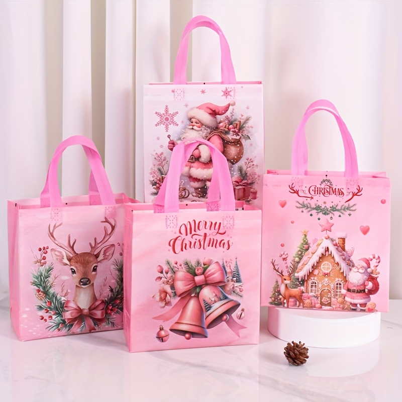 4/8 pces sacolas de natal rosa - Elk Bugle Call avaliação e preço