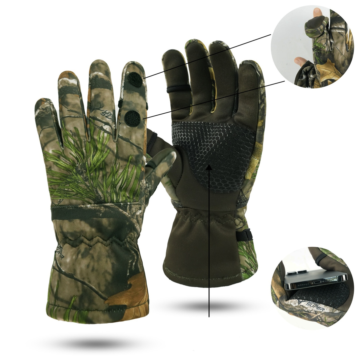 Luvas camufladas de caça biôni - Outdoor Hunting Fleece avaliação e preço